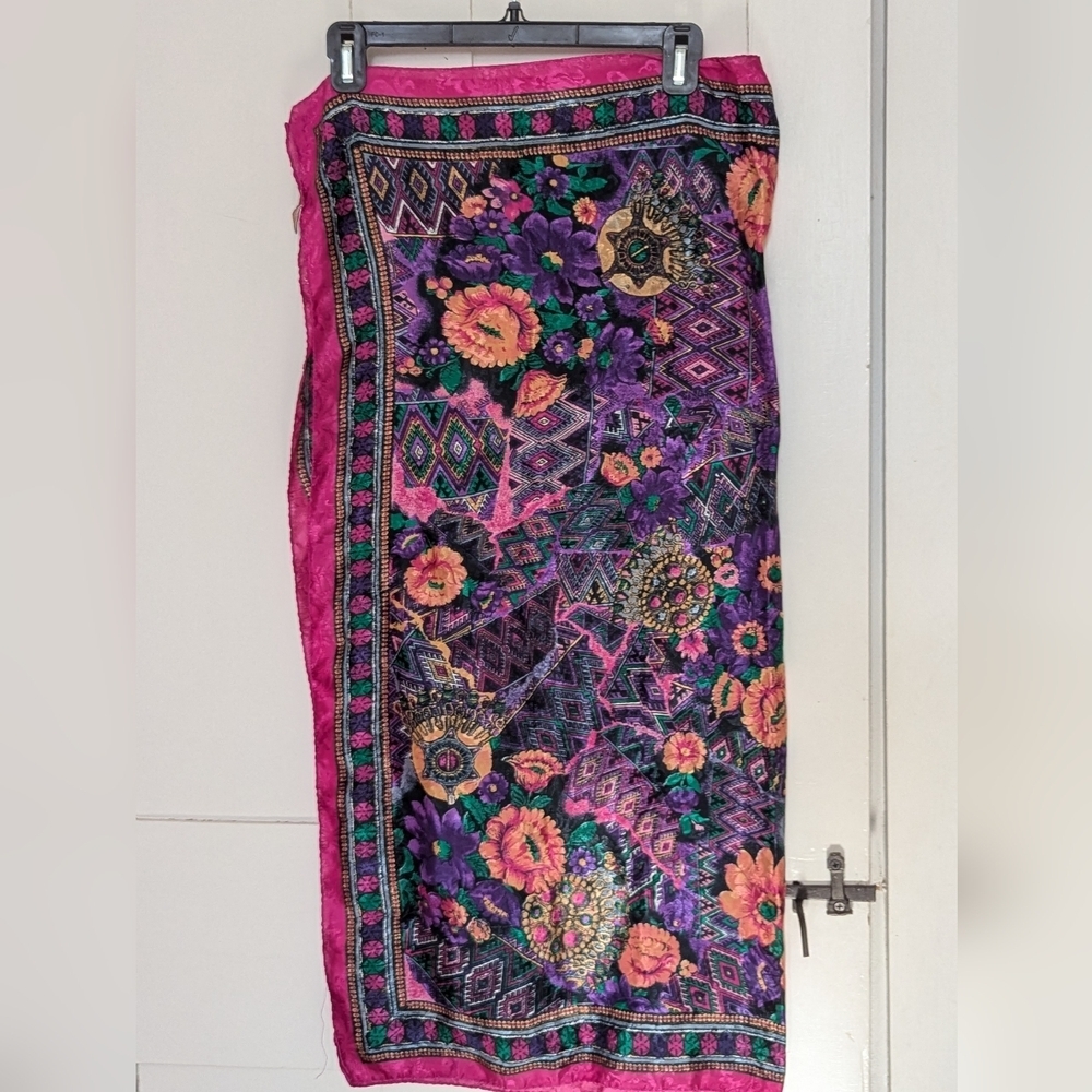🩷 Worthington Scarf Floral Patterned Women's Pop of Color 34" x 34" Y2K Vintage
